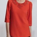 Kate Spade  New York Orange red Jeweled collar short sleeve blouse size 4 Photo 0