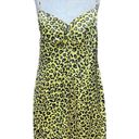 Michelle Mason  Strappy Mini Dress Neon Yellow Leopard Print Size 10 Photo 0