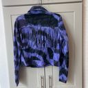 Miss Sixty Vintage  60 Tie Dye Purple Black Leather Suede Fringe Cropped Jacket Photo 3