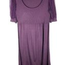 Cache  Medium Sweater Dress Purple Knit Sheer Sleeves Above Knee Shift Scoop 1296 Photo 0