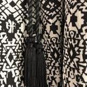 Bebop New  Tassel Tie Waist Keyhole Mini Dress Black White Geometric Print Photo 5