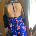 Lac Bleu Blue And Pink Floral Halter Romper Photo 1