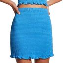 Faithfull the Brand  Esti Shirred Frill Mini Skirt in Turquoise Blue Size 8/L NWT Photo 0