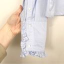 J.Crew  Ruffle Trim Button Up Shirt in Cotton Poplin Light Blue Size Small NWT Photo 6