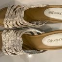 St. John’s Bay White braided heels with tan wedge Photo 0