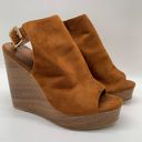 Charlotte Russe Hadlee Faux Suede Brown Wedge Peep Toe Shoe Size 9 Photo 0