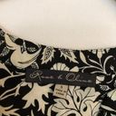 Rose + Olive  Black Cream Ivory Floral Boho 3/4 Sleeve Polyester Blouse Top Small Photo 2