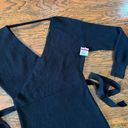 Chelsea28  Belted Long Sleeve V-Neck V-Back Sweater Dress in Black Sz XS NWT Photo 9