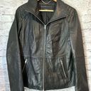 Andrew Marc New York Black Leather Moto Jacket Women’s Zip M Photo 0