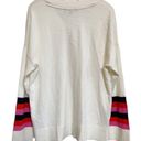 Tommy Hilfiger  Rainbow Striped-Sleeve Sweater V-Neck Pullover SZ M NWOT Photo 2