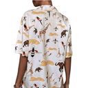 Jungle Animals Women's short Sleeve Collared Blouse or Shirt Size XL Brown Photo 3