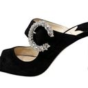 Jimmy Choo  Saf Black Suede Crystal Embellished Buckle Sandal High Heel Mules Photo 0