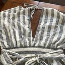 American Eagle  Navy and White Striped Criss Cross  Wrap Romper XL v neck Photo 9