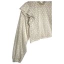 ZARA  Top Womens M Floral Lace Ruffle Neck Shoulders Long Sleeve High Neck Cream Photo 1