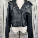 Pretty Little Thing  Cropped Faux Leather Motorcycle Jacket Black-16 Photo 0