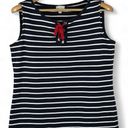 Talbots  Nautical Dress Sleeveless Striped Navy Dress With Red Accent Size Small Photo 2