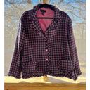 Houndstooth Silkland Woman Navy And Pink Tweed  Blazer Size 3X Photo 0