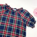 Hill House  The Katherine Nap Dress Navy Blue Tartan Plaid Ruffle Mini Shift Photo 5