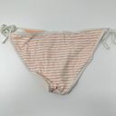 Topshop  Women's Size 10 Striped Triangle String Bikini Bottom Nude/White Photo 4