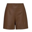 Vince  Brown Leather High Waist Shorts Photo 2