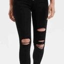 American Eagle  Womens Sz 00 Super High Rise Jegging Black Distressed Exposed Fly Photo 0