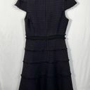 Rebecca Taylor Deep Purple Tiered Tweed Knit Fit & Flare Cap Sleeve Dress 6 Photo 8