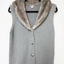 J.Jill  Womens Gray Sweater Vest Angora Rabbit Fur Collar Trim Medium Photo 0