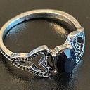 Onyx Black  silver plated vintage ring size 6.5 Photo 1