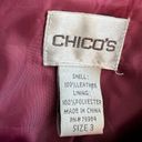 Chico's Chico’s Cranberry Burgundy Leather Jacket Snap Front Zip Pockets Size 3 (16-18) Photo 3