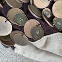 Linen and Suede Mini Hobo Bag with Queen II Coins Tan Photo 12