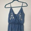 Love Tree  Blue Chambray Embroidered Romper S Photo 2