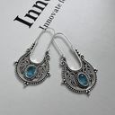 Vintage Blue Bohemian Dangle hoop earrings  Womens Jewelry vintage style Photo 3