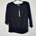 The Moon NWT Olivia Navy Sheer Sleeve Blouse Medium Photo 0