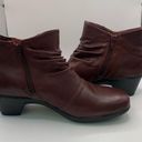 Earth Origins  Mallory Leather Booties 8.5M ankle heel burgundy Photo 5