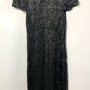 L'Agence L’AGENCE Black & Silver Sheer Floral Dress Photo 0