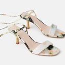 ZARA  TIE-DYE WOVEN STRAP HEELED SANDALS Tie Around Ankle Strap Size 6/36 NEW. Photo 1