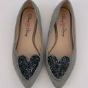 Penny Loves Kenny  Heart Glitter Sequin Pointy Toe Gray Suede Flats Photo 0