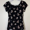 No Bo  black floral ruffle button up casual soft short sleeve shirt boho blouse Photo 4