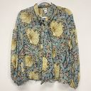 Krass&co Morris &  X H&M womens Size 6 Floral Button Up Blouse Puff Sleeve Front Tie Photo 0