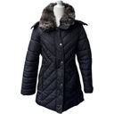 London Fog  Black Winter Puffer Faux Fur Trim Collar Hooded Jacket Parka size S Photo 26