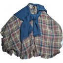 Vtg 1990s Boyne Valley Weavers Blue Gray Irish Wool Blend Plaid Poncho One Size Size XL Photo 0