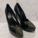 Saint Laurent  Heels Black Stiletto Studded Cap Toe Platform Pumps Size 38.5 Photo 1