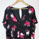 Torrid  Midi Challis Button-Front Dress Floral Envelope Pattern Sz 4 Black Photo 3