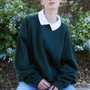 Brandy Melville Green & White Erica Collar Sweatshirt Photo 0