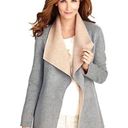 Talbots  Open Front Jacket Two Tone Wool Blend Tan Grey Coat Sz M Photo 0