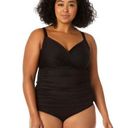 Anne cole  Women's Twist Front Underwire Tankini Swim Top Black Size 20W NWT Photo 0