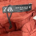 ZARA  Burnt Orange High-Rise Cuffed Paperbag Pants Women's Size Extra Small XS Photo 4