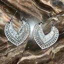 None Silver Plated Heart Filigree Hoop Earrings Photo 0