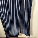 Monteau  Spaghetti Strap Jumpsuit Blue White Stripe Size Large Split Leg Pants Photo 2