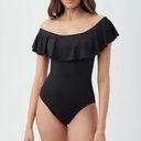 Trina Turk  Solid Monarco Off-the-Shoulder Ruffle One Piece Swimsuit size 4 Photo 0